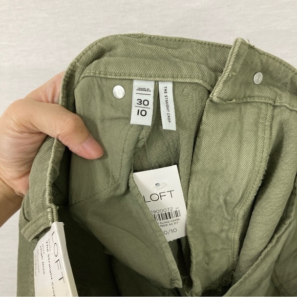 New LOFT Green High Rise The Straight Crop Frayed Hem Jeans size 10/30 - Picture 8 of 11